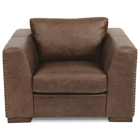 Transitional Upholstered Chair with Wide Tapered Track Arms
